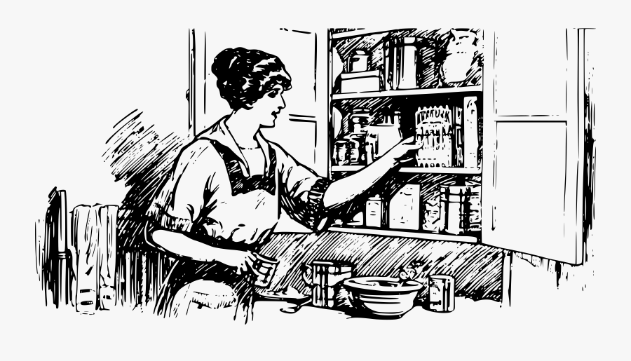 Mother Working In Kitchen Drawing, Transparent Clipart