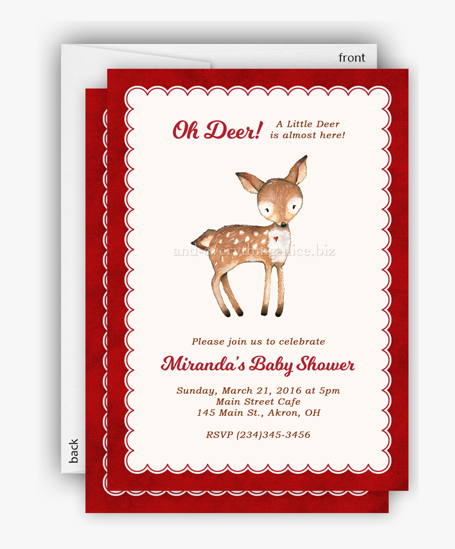 Deer Party Invitation • Baby Shower Birthday • Any - Deer Woodland Animals Vector, Transparent Clipart