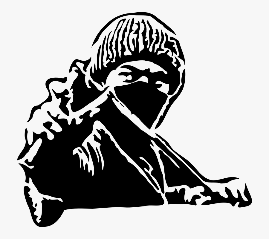 Ninja, Man, Slingshot, Riot, Kung Fu, Cap, Black White - Slingshot Vector, Transparent Clipart