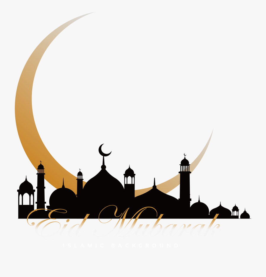 Quran Mosque Ramadan Moon Crescent Church Islam Clipart - Eid Mubarak Moon Png, Transparent Clipart