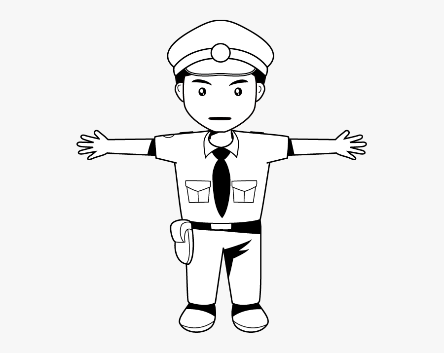 Clip Art Vector Library Download - Policeman Black And White, Transparent Clipart
