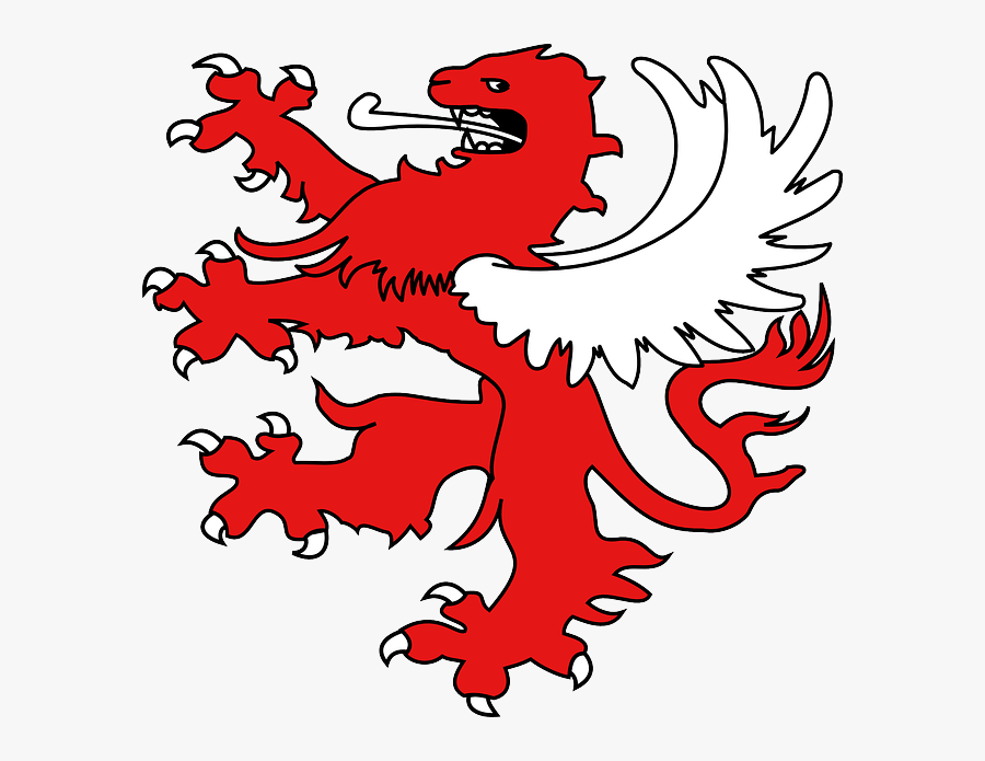 Lion, Wings, Stand, Symbol, Power, Tongue, Claws, Red - Lion Crest Png, Transparent Clipart