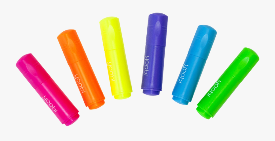 Mini Highlighters, 6 Pack - Plastic, Transparent Clipart