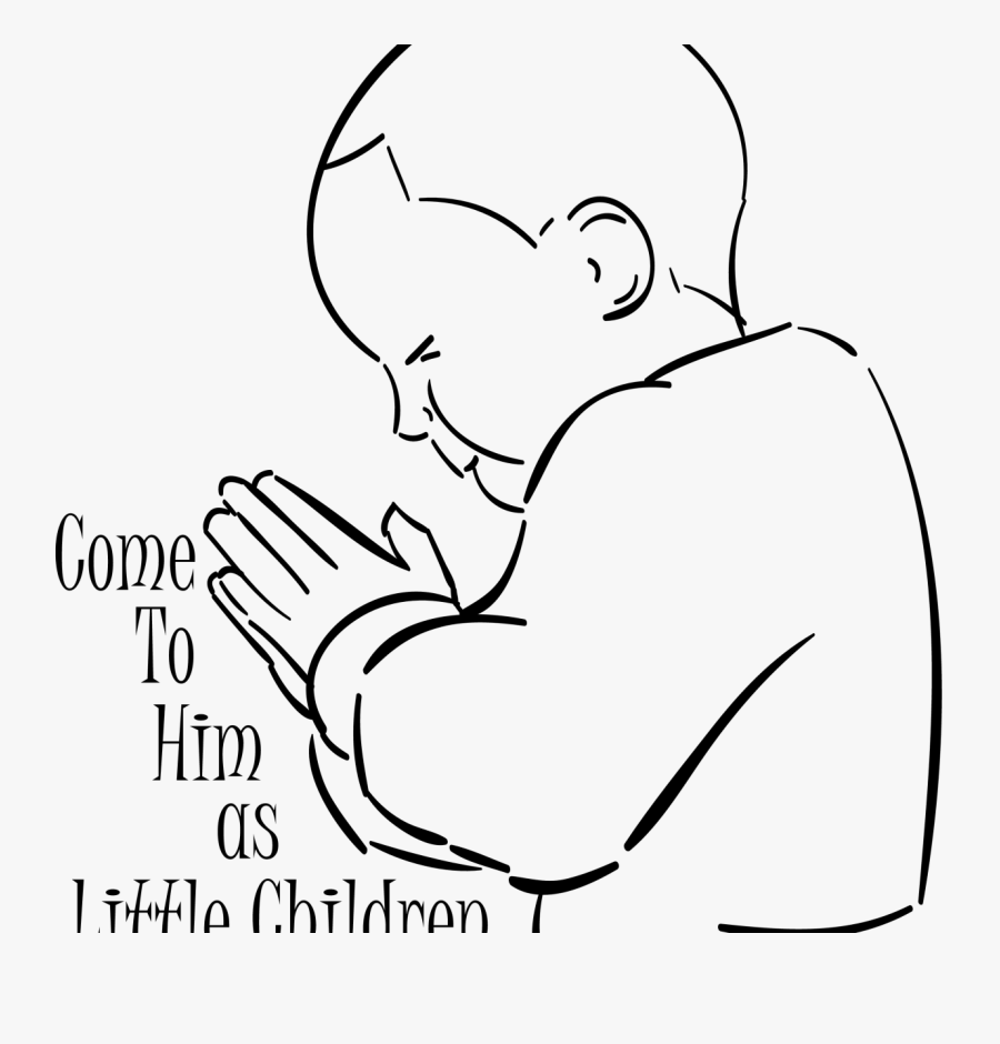 Child Praying To Godawing Line Pencil Art Print Signed - Children Is Praying Black And White, Transparent Clipart