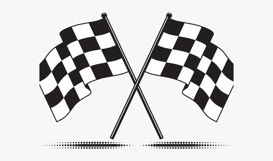 Racing Clipart Bunting - Vector Crossed Checkered Flags, Transparent Clipart