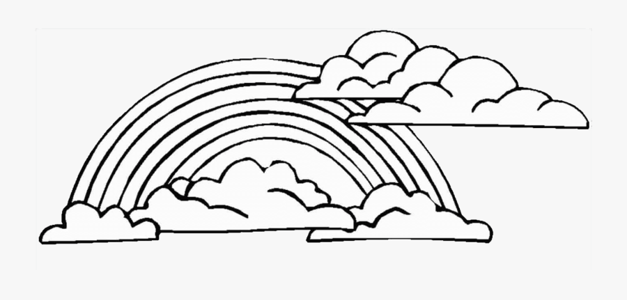 Transparent Clouds Clip Art - Coloring Rainbow Clipart Black And White, Transparent Clipart