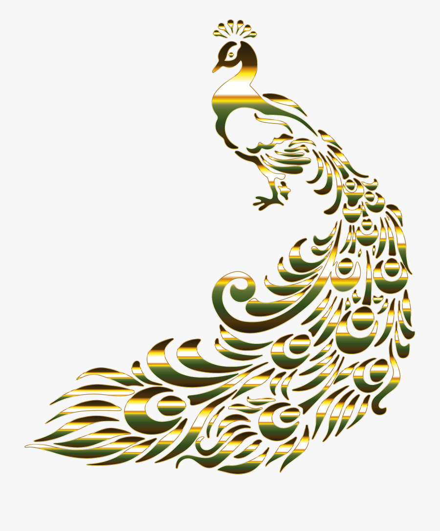 Rainbow Clipart Peacock - Gold Peacock Feather Png, Transparent Clipart