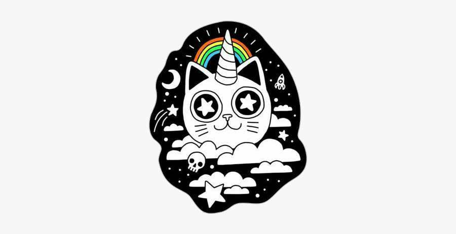 #caticorn #black & White #rainbow #tumblr - Cat, Transparent Clipart