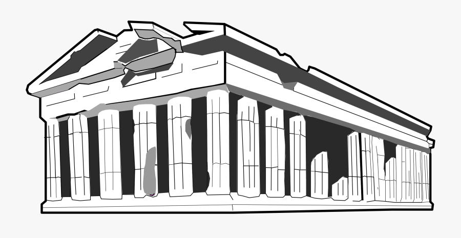 Building,elevation,angle - Black And White Parthenon Clipart, Transparent Clipart