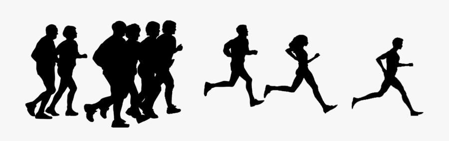 Silhouette Running Clip Art - Running Group Silhouette Png, Transparent Clipart