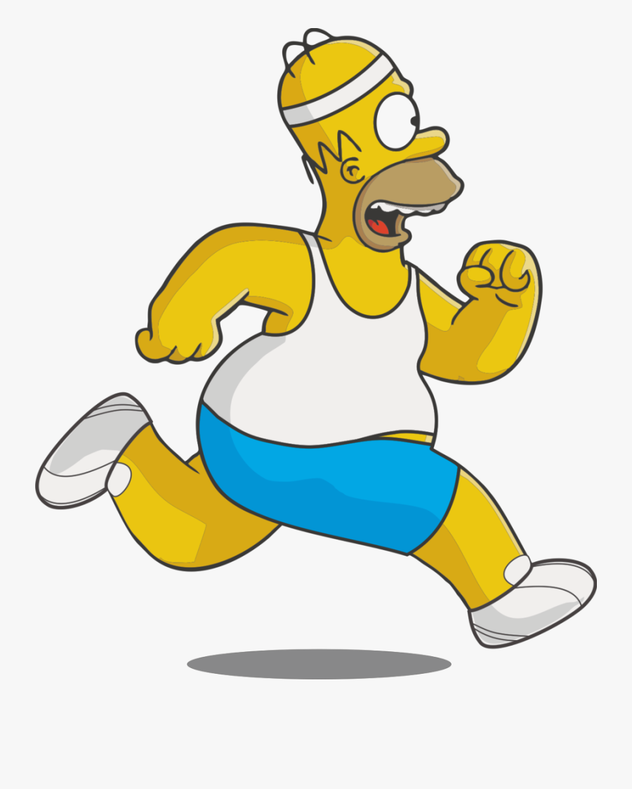 #run , #runner , #running , #workout , #jog , #jogging - Homer Simpson Running, Transparent Clipart