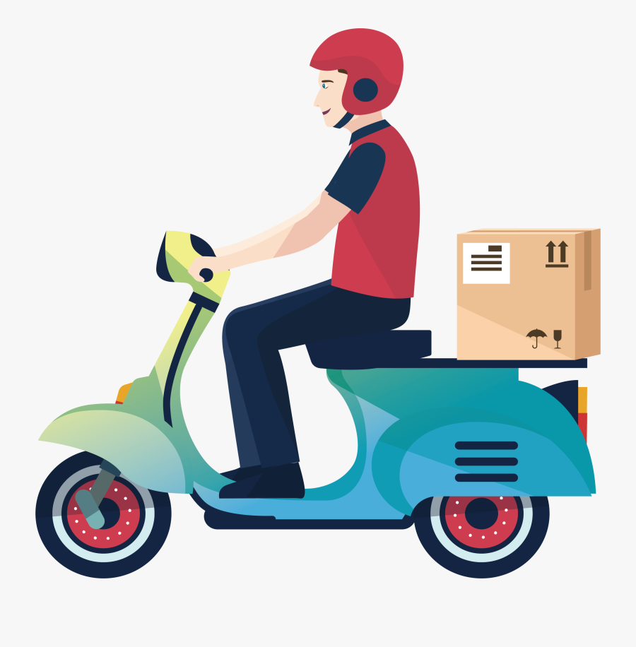 Logistics Courier Service Delivery Motorcycle Man Clipart - Delivery Man Vector Png, Transparent Clipart
