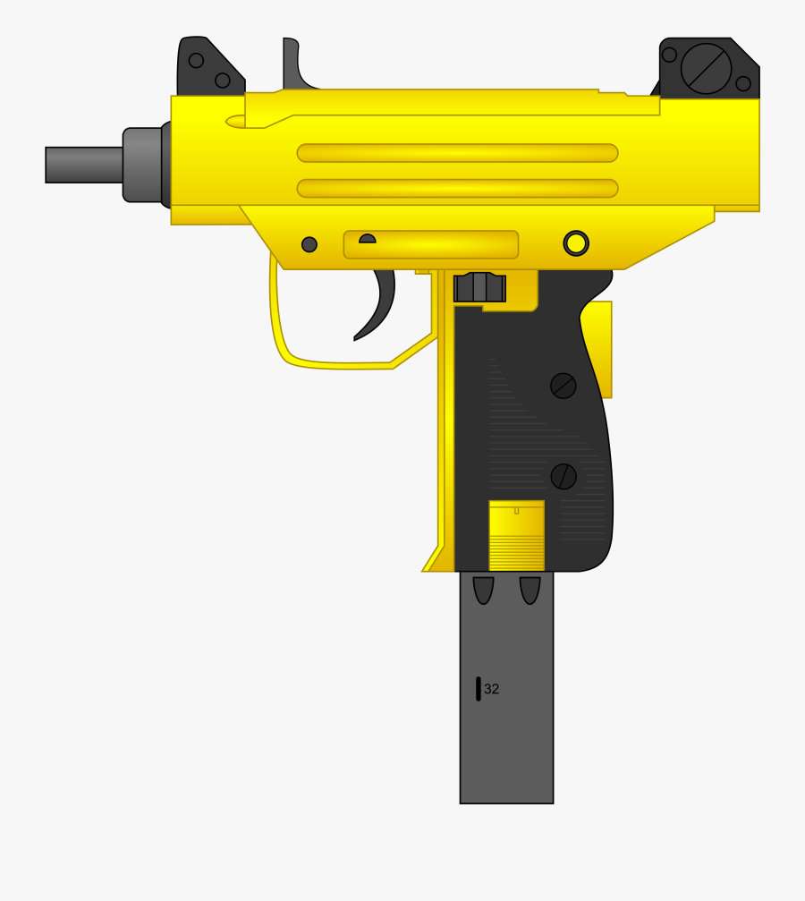 Clip Art Metralhadora Uzi - Golden Uzi Png, Transparent Clipart