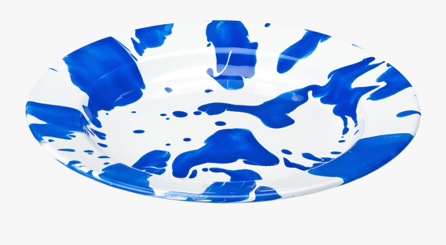 Blue & White Slip Enamelware Dinner Plate, Transparent Clipart
