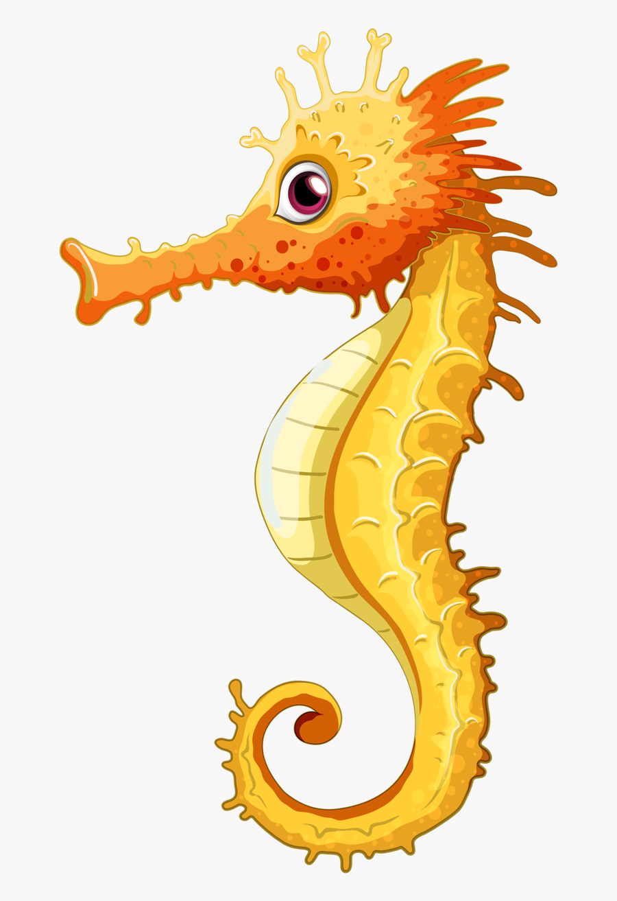 Clip Art Png Sea Animal - Seahorse Drawing With Colour, Transparent Clipart