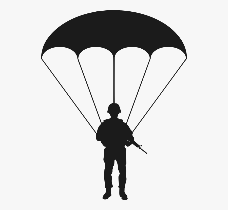 Silhouette,monochrome Photography,black - Paratrooper Silhouette, Transparent Clipart