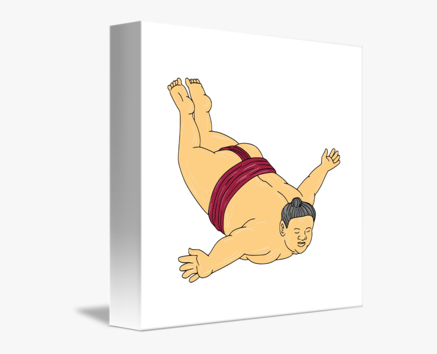 Japanese Sumo Wrestler Skydiving Drawing - Illustration, Transparent Clipart