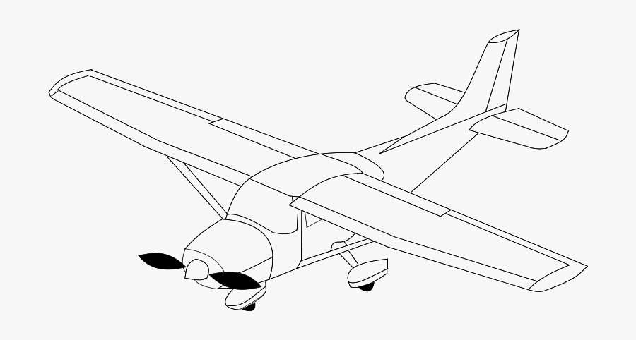 Propeller Driven Aircraft,line Art,angle - Draw A Airplane With A Banner, Transparent Clipart