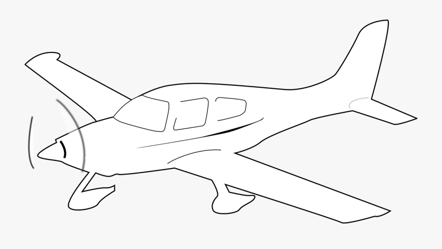 Propeller-driven Airplane, White, Fly, Outline, High - Plane Clip Art, Transparent Clipart