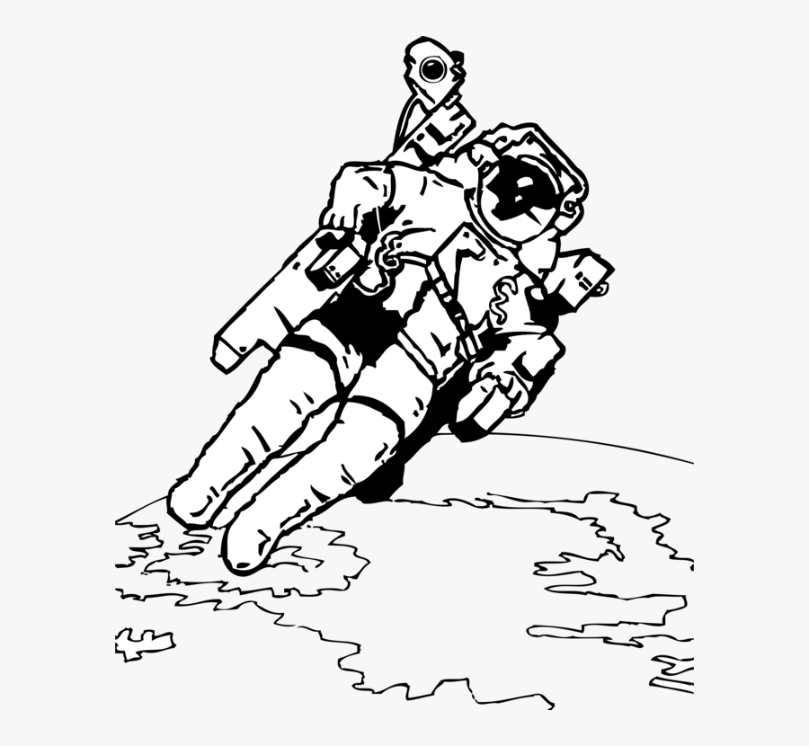 Transparent Astronaut Clipart Black And White - Astronaut Space Coloring Pages, Transparent Clipart