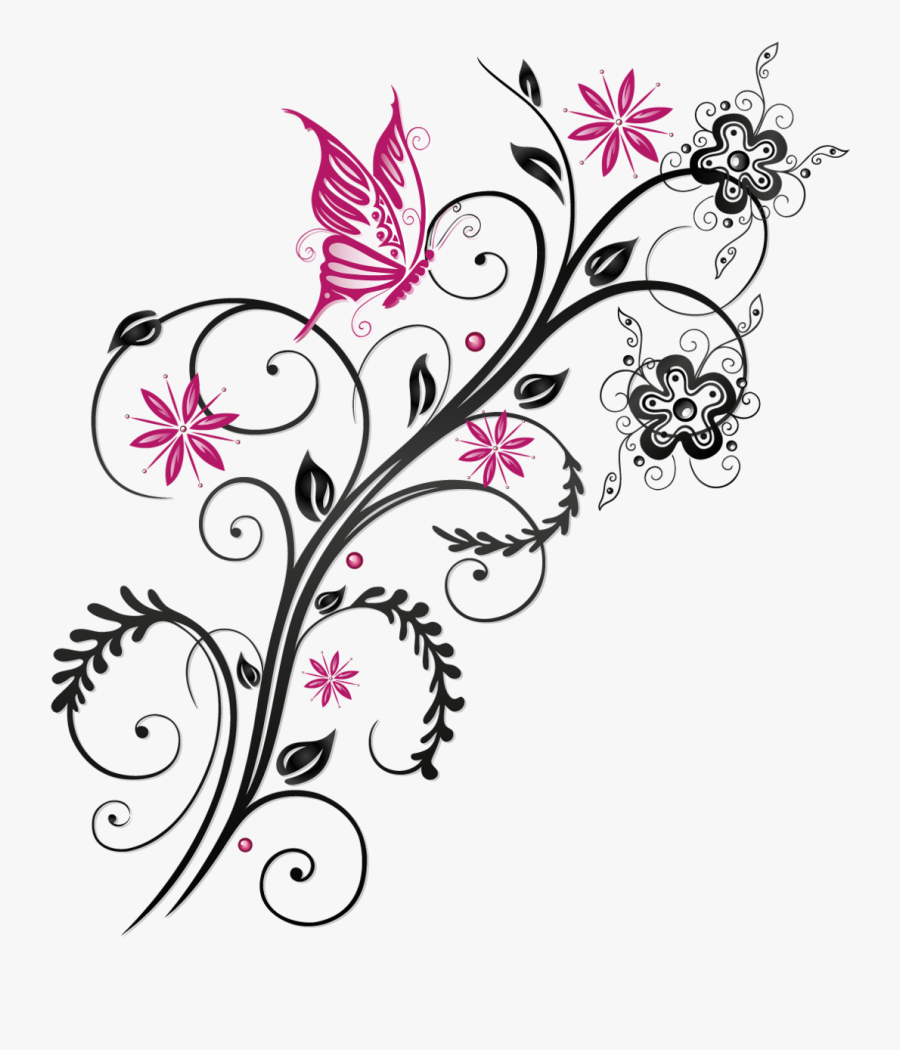 Butterfly Floral Flower Ornament Download Hq Png Clipart - Butterfly Floral, Transparent Clipart
