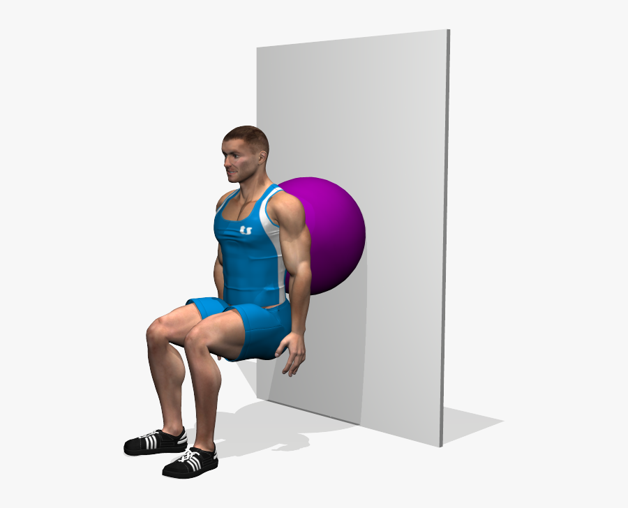 Clip Art Fitball Wall Squat Involved - Sentadilla Con Pelota, Transparent Clipart