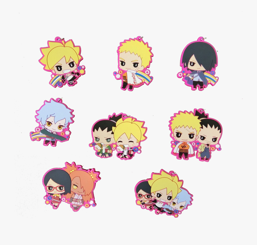 Pink Rubber Naruto / Boruto Keychains - Cartoon, Transparent Clipart