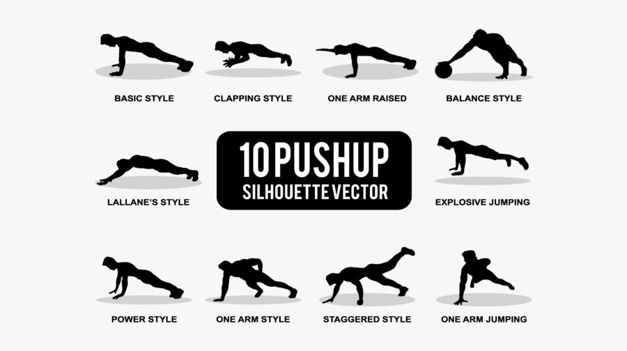 Push Up Silhouettes Vector, Transparent Clipart