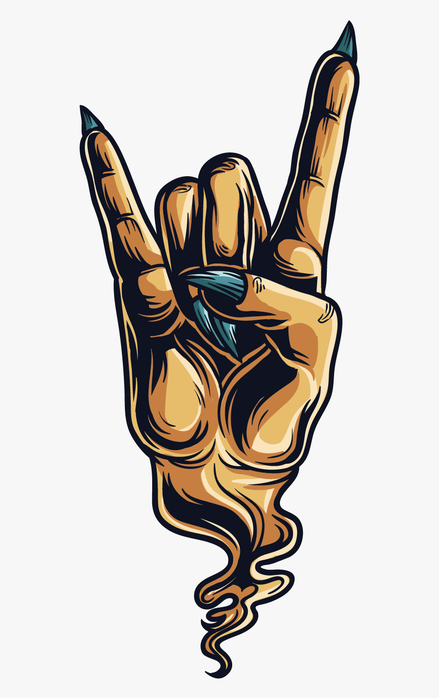 Sign Of The Horns Devil Hand Gesture Sticker - Devil Horns Hand Png, Transparent Clipart