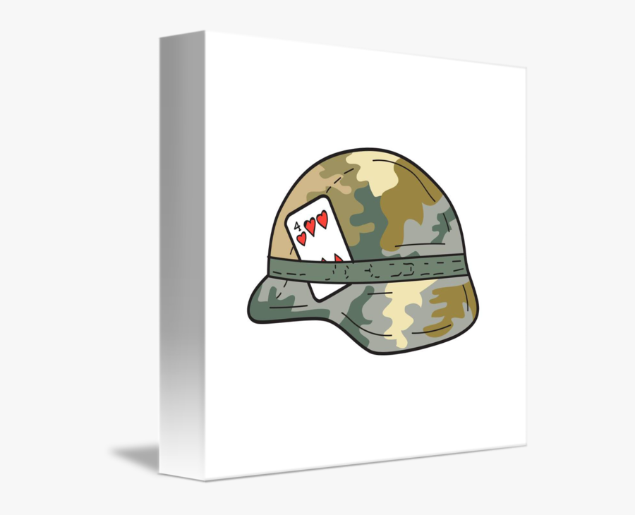 Us Army Helmet Of Hearts Playing Card Drawing - Drawing Of A Soldier Helmet, Transparent Clipart