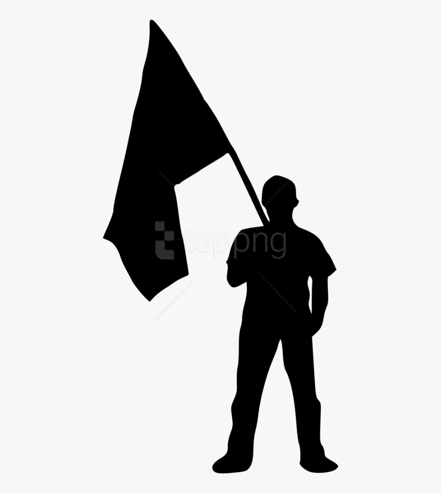 Free Png Person With Flag Silhouette Png - Soldier Holding Flag Silhouette, Transparent Clipart