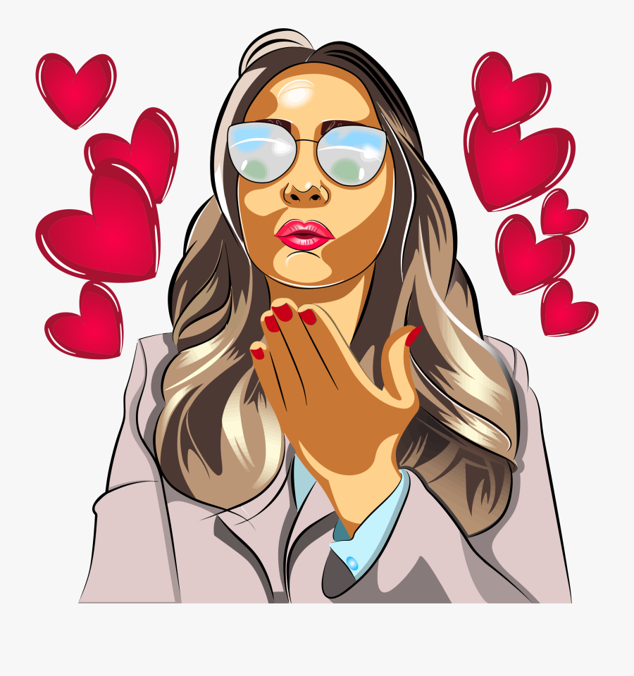 Girl With Sunglasses Blowing A Kiss - Kiss, Transparent Clipart