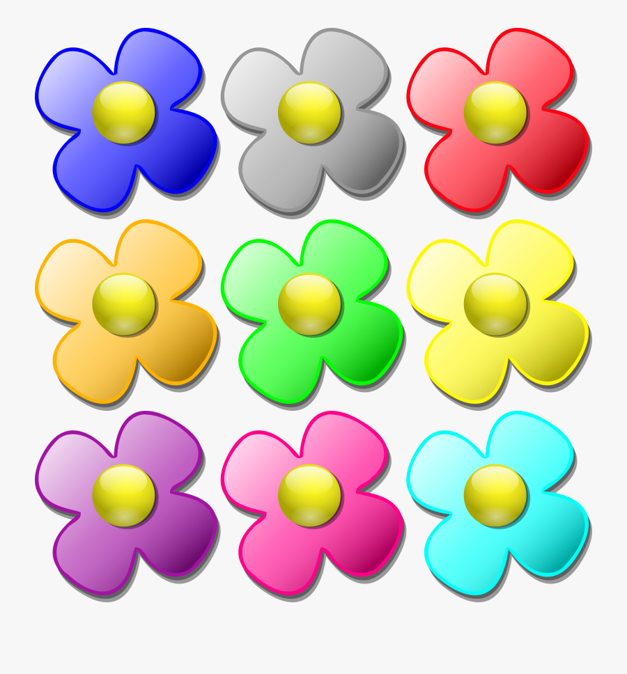 Flower Clipart, Flower Design Svg - 6 Flowers Clipart, Transparent Clipart