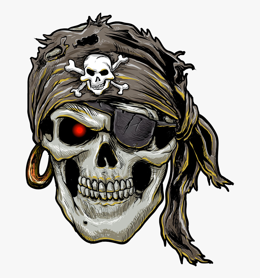 Skull Piracy Horror Jolly Roger Human Symbolism Clipart - Skull Art Pirate, Transparent Clipart