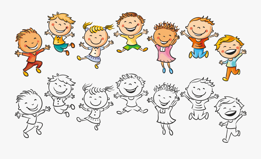 Vector Illustration Children Jumping Child Drawing - Play Time, Transparent Clipart