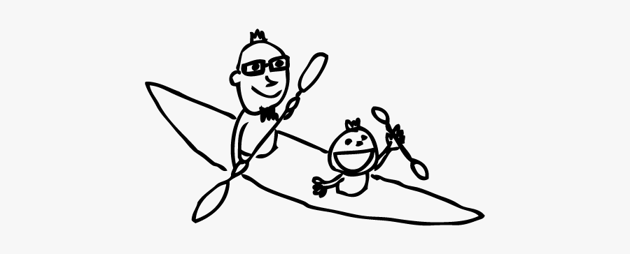 Kayaking Clipart Kid - Line Art, Transparent Clipart