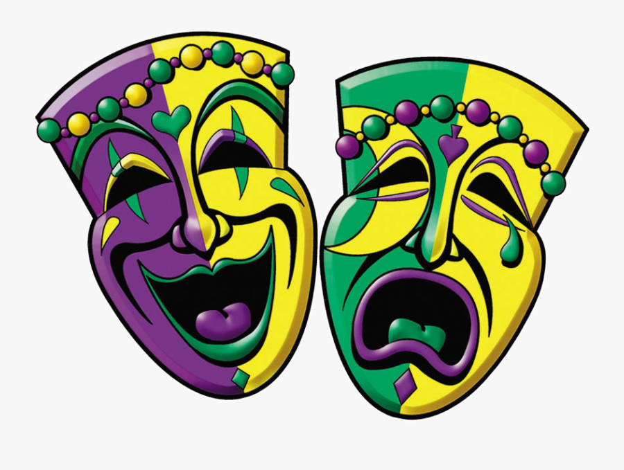 Mardi Gras Comedy And Tragedy - Transparent Mardi Gras Masks, Transparent Clipart