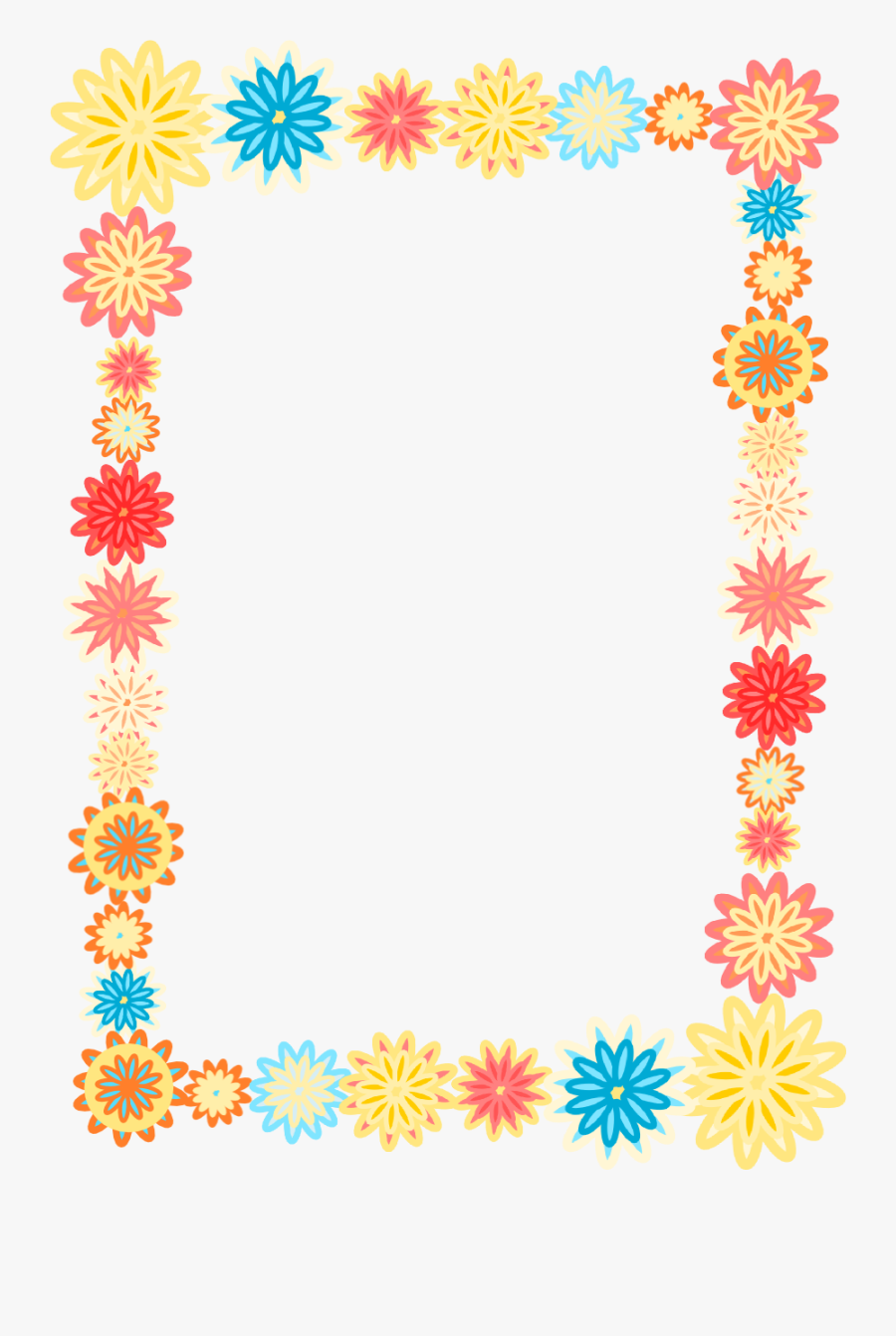 Free Digital Scrapbooking Flower Frames Â€“ Colorful - Colorful Flower Borders Png, Transparent Clipart