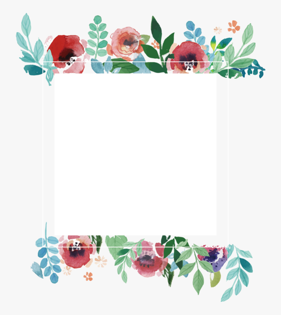 Picture Flower Frame Wedding Watercolor Invitation - Watercolor Floral Border Clipart, Transparent Clipart