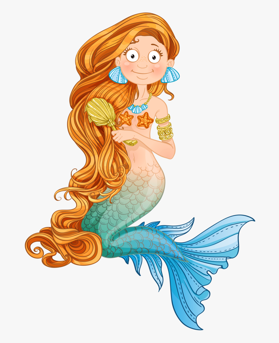 Clip Art Png Mermaid S - Sirena Peinándose En Animado En Color, Transparent Clipart