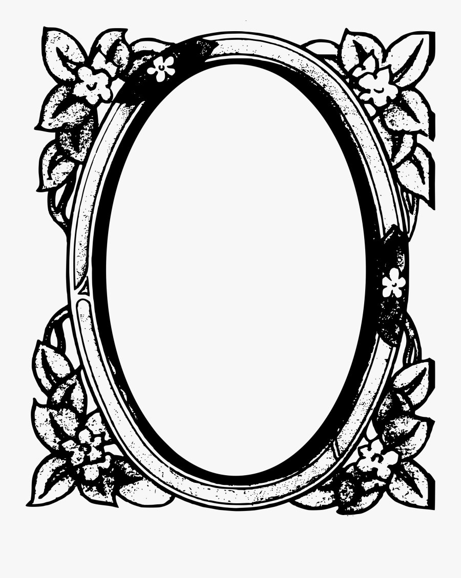 Circle Flower Frame Clip Arts - Mirror Cartoon Black And White, Transparent Clipart
