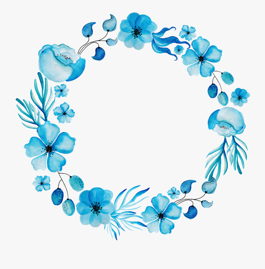 Transparent Wreath - Blue Flower Circle Png, Transparent Clipart