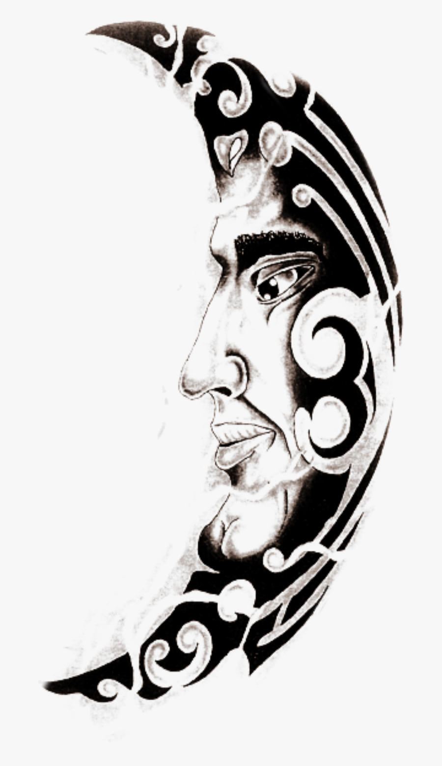 #moon #man #halfmoon #tattoo #mix, Transparent Clipart