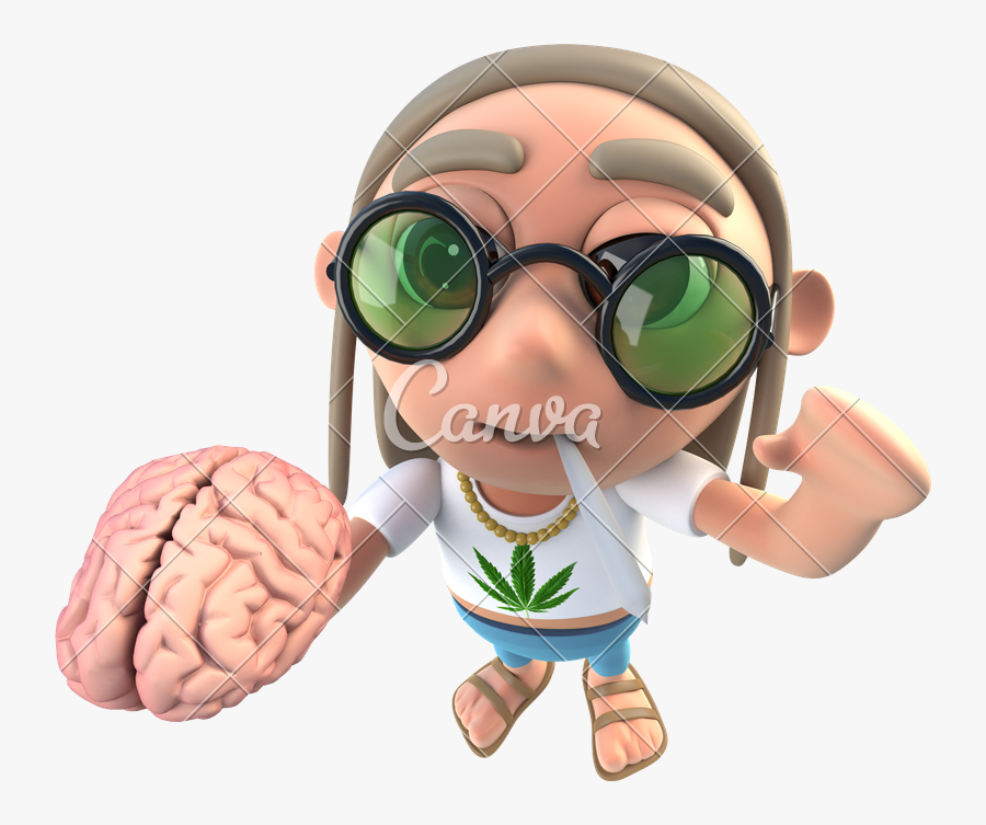 Funny Brain Images - 3d Funny Cartoon Hippy Stoner Character Holding, Transparent Clipart