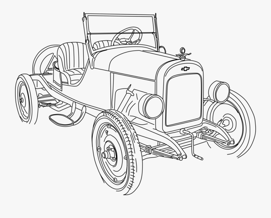 Line Art,antique Car,coloring Book - Chevrolet Series 490 Png, Transparent Clipart
