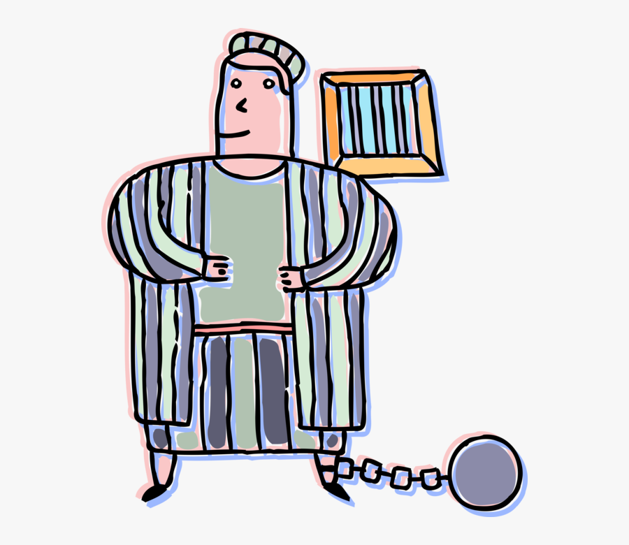 Vector Illustration Of Incarcerated Inmate Behind Bars - Person In Jail Png, Transparent Clipart