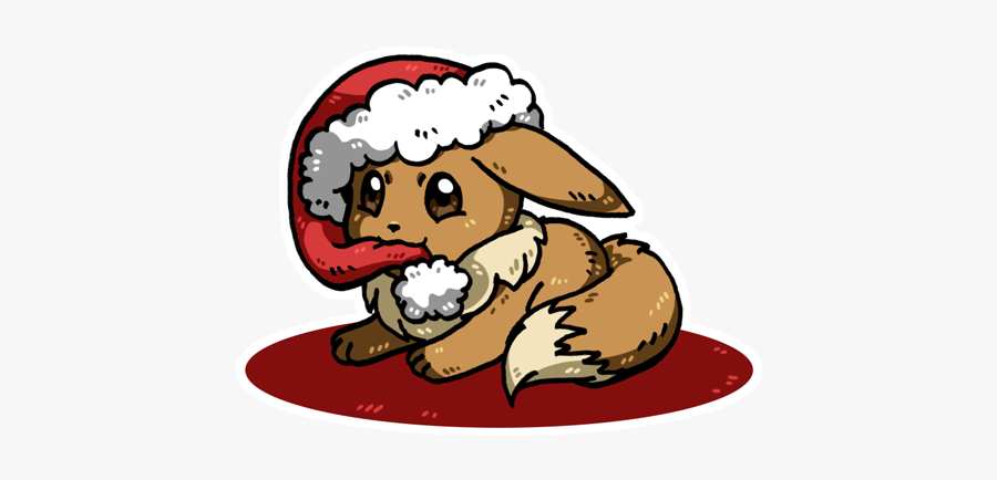 #pokemon #eevee #christmas #santa #hat #santahat #freetoedit - Eevee With Santa Hat, Transparent Clipart