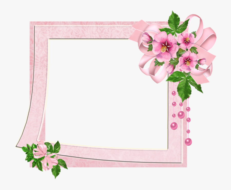 Cute Pink Transparent Photo Frame With Flowers - Pink Flower Frame Png, Transparent Clipart