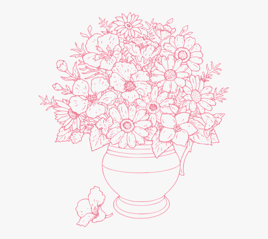 Flowers Vase Flower - Cute Adult Flower Coloring Page, Transparent Clipart