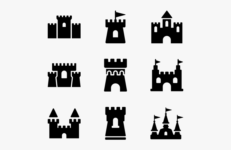 Clip Art Icons Free Vector Castles - Castle Symbol, Transparent Clipart